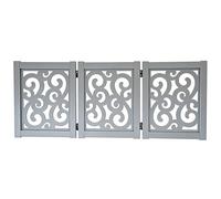 Ashfield & Harkness: 3-Panel Pet Gate - Scroll Grey - Wooden Foldable Freestanding Fence, Small Dogs & Puppy, 48 x 19.3, Indoor-Doorway-Halls-Stairs
