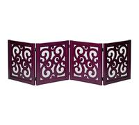 Ashfield & Harkness: 4-Panel Pet Gate - Scroll Mahogany - Wooden Foldable Freestanding Dog Fence, 80 x 23.5, Doorway-Halls-Stairs, 360 Rotated Hinges