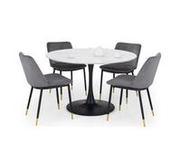Ashfield Holland Round Pedestal Table & 4 Delaunay Grey Chairs