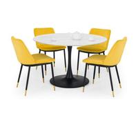 Ashfield Holland Round Pedestal Table & 4 Delaunay Mustard Chairs