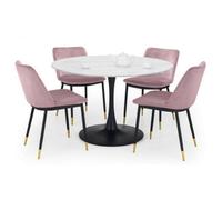 Ashfield Holland Round Pedestal Table & 4 Delaunay Pink Chairs