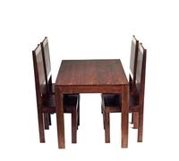 Ashfield Poko Dark Mango 4Ft Dining Set With Wooden Chairs