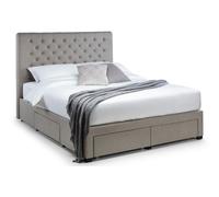 Ashfield Premium - Grey Deep Button 4 Drawer Bed - Super King 6ft (180cm) - Grey - 2150 - Fabric