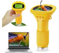 Ashfly Handheld Microscope for Kids, 2.0 Inch HD Screen Portable Pocket USB Mini Microscope Camera with 3 Levels Adjustable Lights, for Birthday Christmas Aged 3-12 Boys & Girls - Orange