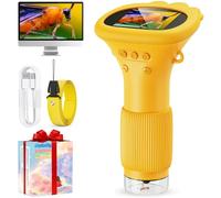 Ashfly Microscope for Kids, 2.0 Inch HD Screen Portable Pocket USB Mini Microscope Camera with 3 Levels Adjustable Lights, for Birthday Christmas Aged 3-12 Boys & Girls - Orange