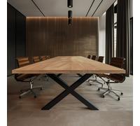 Ashford Blake Solid Oak Boardroom Table, Chunky X Legs With Pop Up Power Socket
