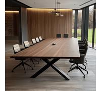 Ashford Blake Solid Walnut Boardroom Conference Table With Pop-Up Socket - Chunky X Legs