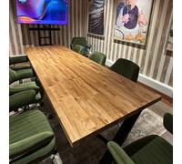 Ashford Blake Staved Oak Dining Table - Slim X Legs