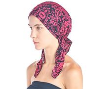 Ashford & Brooks Women's Pretied Fitted Headscarf Chemo Bandana (One Size Fits Most, Fuchsia/Black)