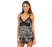 Ashford & Brooks Women's Satin Cami and Shorts Pyjama Set - Leopard - Medium