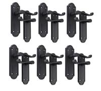 Ashford Matt Black Internal Latch Door Handles - Door Handles Internal Sets, Matt Black Door Handle Set for Internal Doors, Door Handle in Matt Black, 170mm x 48mm (6 Pair of Handles)
