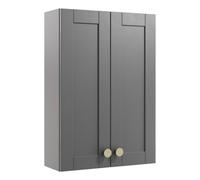 Ashford Matt Dusty Grey Bathroom Double Wall Cabinet (H)72Cm (W)49.5Cm