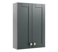 Ashford Matt Kombu Green Bathroom Double Wall Cabinet (H)72Cm (W)49.5Cm