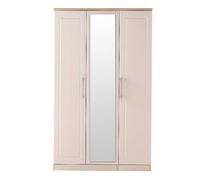 Ashford Ready Assembled 3 Door Mirrored Wardrobe Kaschm/oak