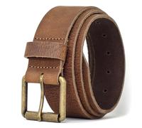 Ashford Ridge Full Grain Real Leather Belt for Men - Handmade in England - Nickel Free Brass Colour Roller Buckle - Genuine Cowhide - Soft Vintage Brown XL (Nickel Free)