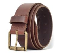 Ashford Ridge Full Grain Real Leather Belt for Men - Handmade in England - Nickel Free Brass Colour Roller Buckle - Genuine Cowhide - Antique Brown 3XL (Nickel Free)
