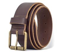 Ashford Ridge Full Grain Real Leather Belt for Men - Handmade in England - Nickel Free Brass Colour Roller Buckle - Genuine Cowhide - Brown 2XL (Nickel Free)
