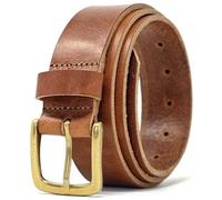 Ashford Ridge Genuine Italian Leather Belt for Men and Women, Full Grain Leather with Brass Colour Buckle, Made in England - Canella Small (28"- 32")