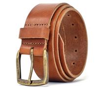 Ashford Ridge Genuine Italian Leather Belt for Men, Brass Colour Buckle, Made in England