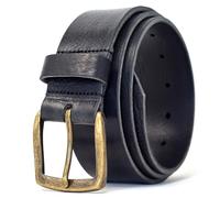 Ashford Ridge Genuine Italian Leather Belt for Men, Brass Colour Buckle, Made in England - Black Medium (32"- 36")