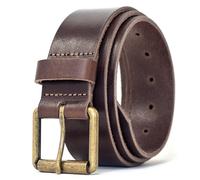 Ashford Ridge Genuine Italian Leather Belt for Men, Smart and Casual with Brass Colour Roller Buckle, Made in England - Brown Medium (32"- 36")