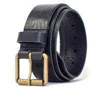 Ashford Ridge Genuine Italian Leather Belt for Men, Smart and Casual with Brass Colour Roller Buckle, Made in England - Black Medium (32"- 36")