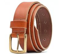 Ashford Ridge Made in England 34mm Full Hide Leather Belt with Brass Colour Buckle - Tan XL
