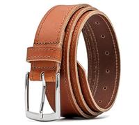 Ashford Ridge Made in England 35mm Full Grain Leather Edge Stitched Belt with Classic Silver Buckle - Tan 2XL