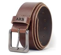 Ashford Ridge Made in England Personalised 38mm Full Hide Leather Belt - Antique Brown Small