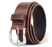 Ashford Ridge Men’s Full Grain Leather Belt - Handmade in England, Dress & Casual Belt for Jeans & Suits with Horseshoe Buckle - 1.5 Inch Width - Antique Brown 3XL