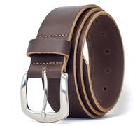 Ashford Ridge Men’s Full Grain Leather Belt - Handmade in England, Dress & Casual Belt for Jeans & Suits with Horseshoe Buckle - 1.5 Inch Width - Brown 3XL