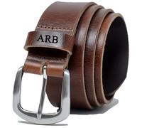 Ashford Ridge Men’s Full Grain Leather Belt - Handmade in England, Dress & Casual Belt for Jeans & Suits with Horseshoe Buckle - 1.5 Inch Width - Antique Brown Small (personalised)
