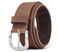 Ashford Ridge Men’s Full Grain Leather Belt - Handmade in England, Dress & Casual Belt for Jeans & Suits with Horseshoe Buckle - 1.5 Inch Width - Vintage Brown 4XL