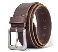 Ashford Ridge Men’s Full Grain Leather Belt - Heavy Duty 1.5” Casual & Work Leather Jeans Belt with Matte Metal Buckle - Made in England - Brown 2XL