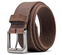 Ashford Ridge Men’s Full Grain Leather Belt - Heavy Duty 1.5” Casual & Work Leather Jeans Belt with Matte Metal Buckle - Made in England - Vintage Brown Large