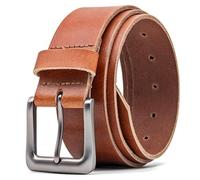 Ashford Ridge Men’s Full Grain Leather Belt - Heavy Duty 1.5” Casual & Work Leather Jeans Belt with Matte Metal Buckle - Made in England - Tan 2XL