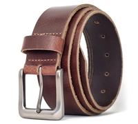 Ashford Ridge Men’s Full Grain Leather Belt - Heavy Duty 1.5” Casual & Work Leather Jeans Belt with Matte Metal Buckle - Made in England - Antique Brown 2XL