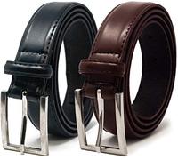 Ashford Ridge Men's 30mm Leather Trouser Belt Twin Pack - Black/Brown - Large