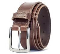 Ashford Ridge Men's Made in England 40mm Smart Casual Real Leather Edge Stitched Belt - Black, Brown, London Tan, Antique or Vintage Brown, Classic Silver Buckle, Unisex-Adults