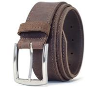 Ashford Ridge Men's Made in England 40mm Smart Casual Real Leather Edge Stitched Belt - Black, Brown, London Tan, Antique or Vintage Brown, Classic Silver Buckle, Unisex-Adults