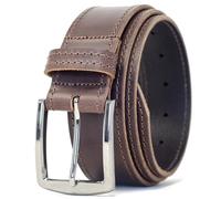 Ashford Ridge Men's Made in England 40mm Smart Casual Real Leather Edge Stitched Belt - Black, Brown, London Tan, Antique or Vintage Brown, Classic Silver Buckle, Unisex-Adults