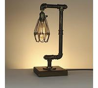 Ashfyn Ash Vintage Industrial Retro Cage Steel Pipe Desk Table Lamp Light Edison Steampunk (Table Lamps + 40W Bulb)