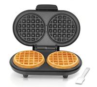 AshGlen Double Mini Waffle Maker for kids, Waflera Electrica with 2 X 4” Round Non-stick Grids, Small Waffle Maker Mini, Makes 2 Personalized Keto Chaffle Waffles, Mini Waffle Iron, Graphite