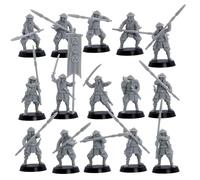 Ashigaru Spearmen Unit - 15 Samurai Miniatures with Command Group | 30mm Scale Historical Models | Tabletop Wargaming Figures | Kyoushuneko Miniatures | Resin Unpainted Set for Hobbyists & Gamers