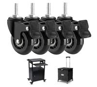 ASHILD 75mm Quiet Swivel Castor with Brake (Load 200kg / 4pcs) Heavy Duty Trolley Swivel Castors Replacement Furniture Castor Bolt | M8, M10, | X25mm (Size: M8*25mm, Color: 4 braked