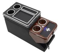 ASHILD Car Armrest Storage Box For Toyota For Proace For Verso 2016-2023 Row Front Railing Box Set Business Car Armrest Central Store(E Black Wireless)