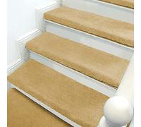 ASHILD Carpet Stair Treads Bullnose Mat Rug Non Slip with Safety Adhesive Indoor Stair Protector Pads for Wooden Steps Kids Pets, Brass, 75x24+3cm