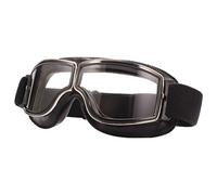 Ashilun Retro Pilot Motorcycle Goggles - Fog-proof Warm ATV Bike Motocross Glasses - Safety Goggles (Black Frame/Transparent Lens)
