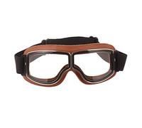 Ashilun Retro Pilot Motorcycle Goggles - Fog-proof Warm Riding ATV Bike Motocross Glasses Safety (Brown Frame/Transparent Lens)