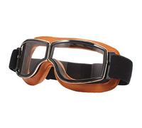 Ashilun Retro Pilot Motorcycle Goggles - Fog-proof Warm Riding ATV Bike Motocross Glasses Safety (Yellow Frame/Transparent Lens)